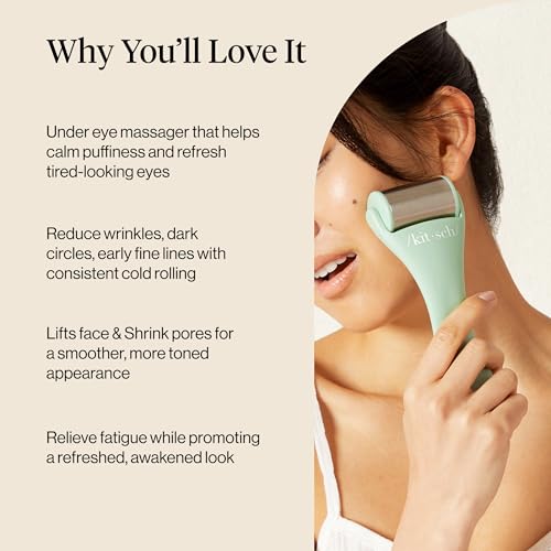Kitsch Ice Roller for Face – Stainless Steel Ice Face Roller to Reduce Puffiness, Redness & Headaches – Cooling Facial Roller for Skin Care, Irritation Relief & Spa-Like Experience at Home - Mint - color: Minty Green