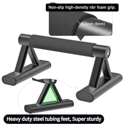 SELEWARE Wood Push Up Bars Steel Calisthenic Parallette Bars Handstand Bars - color: B: Foam Covered Grip (13.7"L x 6"H)