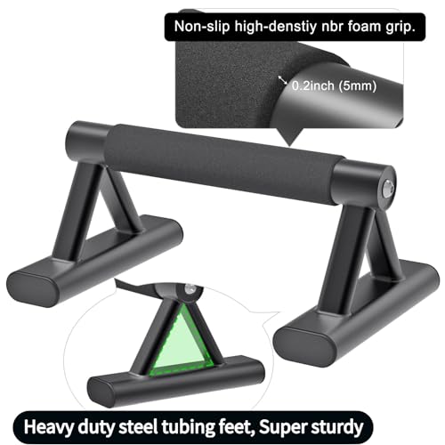 SELEWARE Wood Push Up Bars Steel Calisthenic Parallette Bars Handstand Bars - color: B: Foam Covered Grip (13.7"L x 6"H)