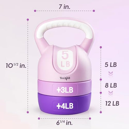 Yes4All Kettlebell Sets - Adjustable Kettlebell Set for Strength Training - Kettlebells Adjustable Weight for Versatile Workouts - color: A. Purple, style: A. Single