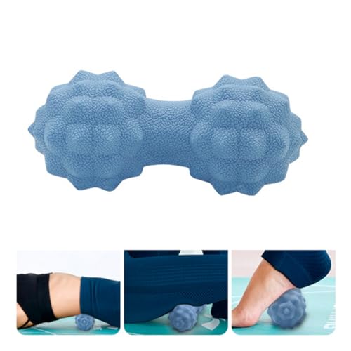 Silicone Peanut Massage Ball Double Lacrosse Muscle Massager for Trigger Point Therapy and Myofascial Release, Nordic Blue Fitness Roller for Yoga and Muscle Relaxation
