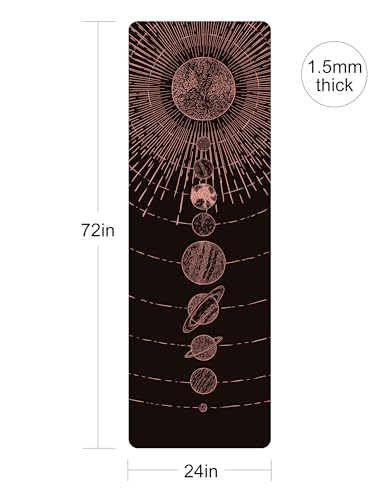 nuveti Printed Travel Yoga Mat-1/16 Inch Thick Non Slip Fitness Workout Mat with Carrying Bag, Foldable Lightweight Suede & Natural Rubber Yoga Mat for Yoga Pilates and Fitness 72" L x 24" W x 1.5mm - color: TaiYangXiXingXing