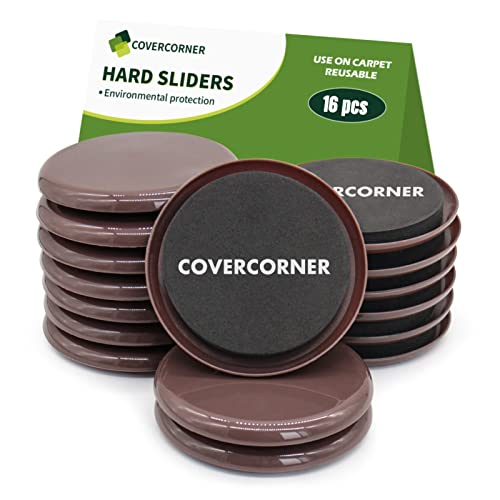 Furniture Sliders for Carpet 16 PCS - 3 1/2 inch Sliders for Moving Furniture – Appliance Slider for for Carpet Brown - size: 16 PCS 3 1/2 inch Brown