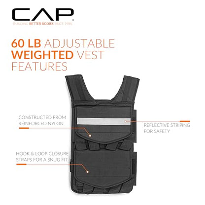 CAP Adjustable Weighted Vest 20–150 lbs for Strength Training, Running & Workouts, Weight Vest for Men & Women, Fitness Training Vest - style: 60lbs