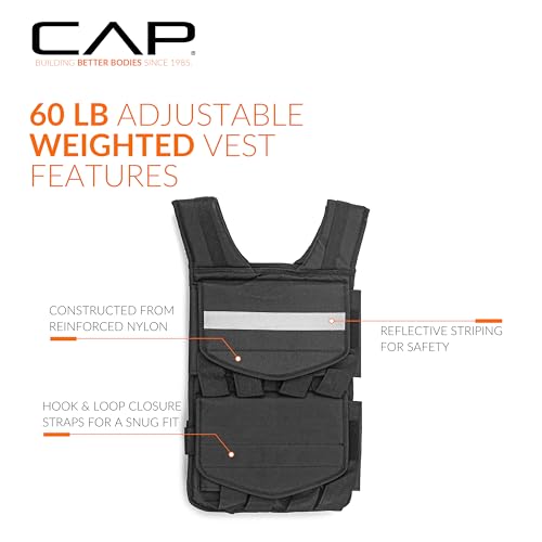 CAP Adjustable Weighted Vest 20–150 lbs for Strength Training, Running & Workouts, Weight Vest for Men & Women, Fitness Training Vest - style: 60lbs