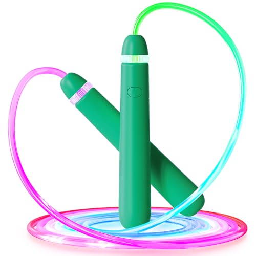 LED Light Up Jump Rope for Kids – Glow, Rechargeable, Exercise - color: Green
