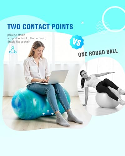 ZOOJOY Peanut Ball for Kids and Adults – 18" / 20" Anti-Burst Exercise Ball for Pregnancy and Labor, Sensory Wiggle Seat, Core Strength, Balance, Physical Therapy, Yoga Ball Chair for Home Office
