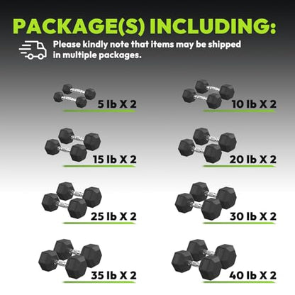 HANDBODE Rubber Coated Hex Dumbbell Set, 90-640 lb - size: 360 lb Set (Pair of 5, 10, 15, 20, 25, 30, 35 lb)