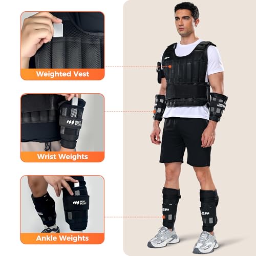 Weighted Vest Steel Plates Weight Adjustable 5lb/10/lb/20lb for BeatBoost Weight Vest Wrist Ankle Weight Women Men - size: 20LB