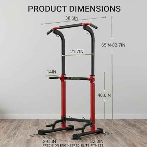 Pull Up Dip Station for Home Gym, Heavy Duty 330LBS Strength Training Power Tower, Multi-Function Fitness Workout Station for Chin-Ups, Dips & Push-Ups