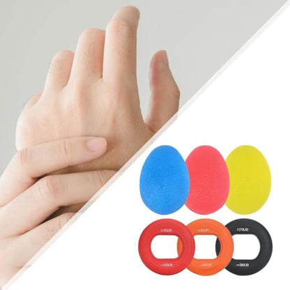 6Pcs Grip Strengthening Kit with Hand Grippers and Rings for Workouts