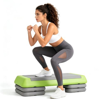 Aerobic Step Platform Height Adjustable Workout Step - color: Double-layer Base-Avocado