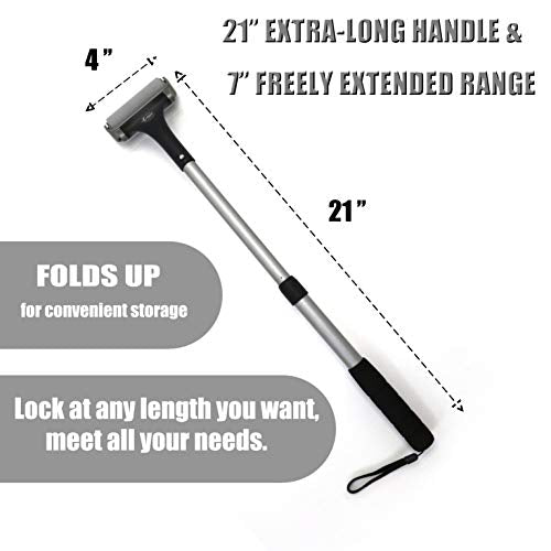 EASACE Lotion Applicator for Back & Body, Long Handle 21.5inch Adjustable Lotion Roller with 2 Replacement Roller for Back self(Silver) - color: Silver