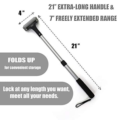 EASACE Lotion Applicator for Back & Body, Long Handle 21.5inch Adjustable Lotion Roller with 2 Replacement Roller for Back self(Silver) - color: Silver