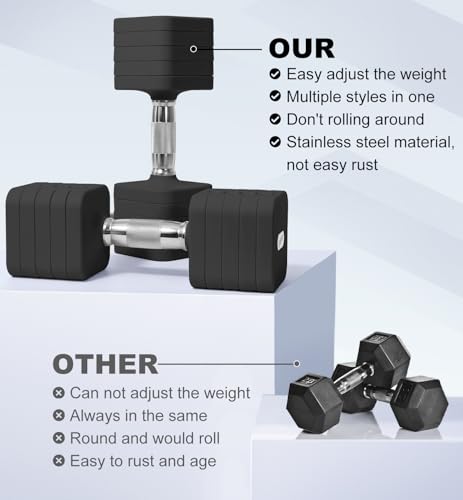 Adjustable Dumbbell Set for Women Men 7.5LB/10LB/15LB/20LB/25LB Each - color: Black, style: 25LB Each [50 LBS Total]