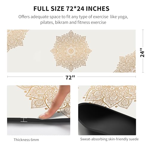 nuveti Yoga Mat Print Extra Thick TPE Non Slip Fitness Exercise Mat with Carrying Bag,72"x24" Extra Thick 6MM Exercise & Workout Mat for Yoga, Pilates Fitness and Floor Exercises