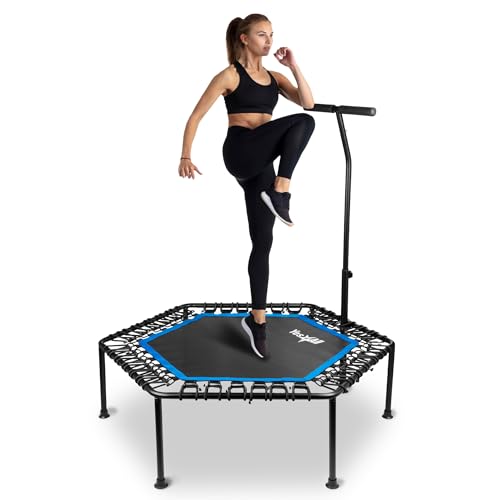 Yes4All Rebounder Trampoline for Adults, 48-Inch, 350 LBS Stable & Silent Exercise Trampoline for Rebounding, Jumping Cardio - color: Handle