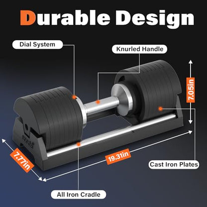 SNODE AD80 Drop Proof 80 lbs Adjustable Dumbbell Set -Adjustable Weights with Cast Iron Plates and Cradle, Knurled Handle, Fast Adjust, Compact Home Gym Equipment for Bench & Press - style: AD80 Pair