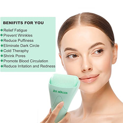 Wonderwin Ice Roller for Face and Body Massage, Facial Roller Skin Care Tool for Reduce Wrinkles and Puffiness, Migraine Pain Relief and Skin Tighten, Cold Therapy for Cooling and Calming(Green) - color: Green