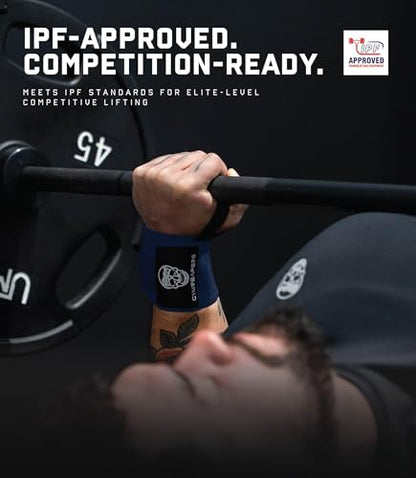 Gymreapers Weightlifting Wrist Wraps (IPF Approved) Professional Quality Wrist Support with Heavy Duty Thumb Loop - Best Wrap for Powerlifting Competition, Strength Training, Bodybuilding - color: Navy