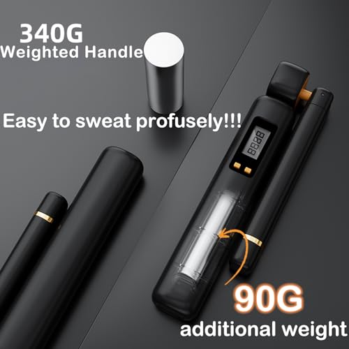 Cordless Jump Rope with Counter - Adjustable Length Ropeless Weighted Jump Rope with LCD Display, Count, Miles, Calories, Km Record