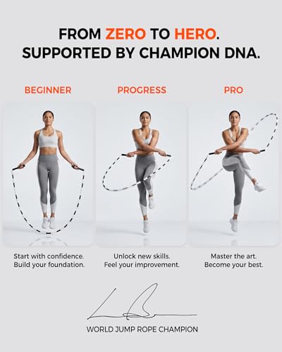 YUEDONG Soft Beaded Jump Rope for Teens & Adults, World Champion Luke Boon Collaboration, Adjustable Freestyle Jump Rope with 20cm Long Handles, Tangle-Free TPU Beads for Rhythm Training, Fitness Workout & Tricks