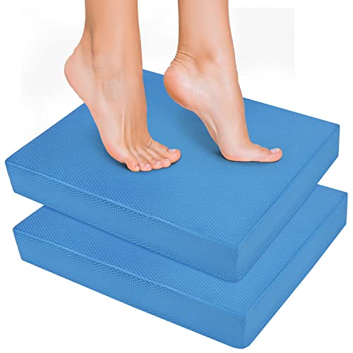 2 Pcs Balance Pad Thick Foam Yoga Core Training Exercise Pad for Adults Physical Therapy Fitness Stability Workout Knee Ankle Strength Training Home Work Floor - color: Blue