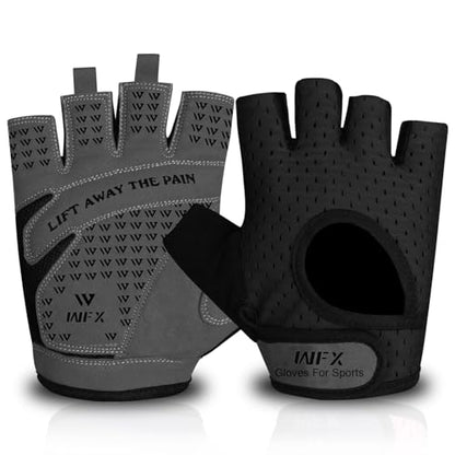 Weight Lifting Gym Gloves Fitness Workout Breathable Ladies Gloves Non-Slip Silicone Padded Palm Protection Elasticated Strength Training Equipment Half Finger Exercise