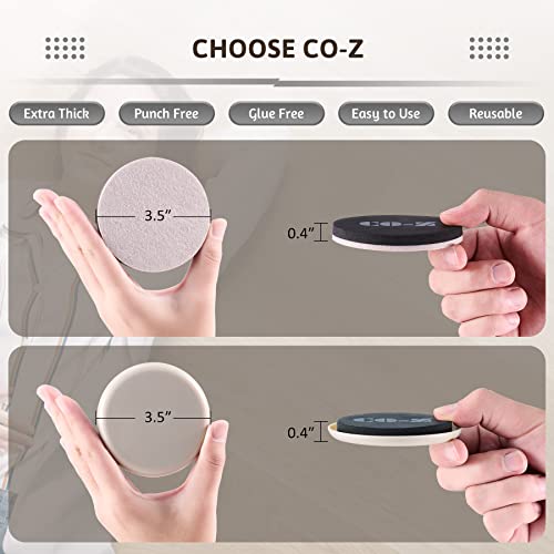 CO-Z Felt Furniture Sliders, 3 1/2" Reusable Furniture Sliders for Carpet Hardwood Floors - 16 Pack with 8 Plastic & 8 Felt Sliders, Heavy-Duty Furniture Gliders Movers, Moving Pads for Hard Surfaces - size: 3.5" Plastic&Felt Round - 16 pack
