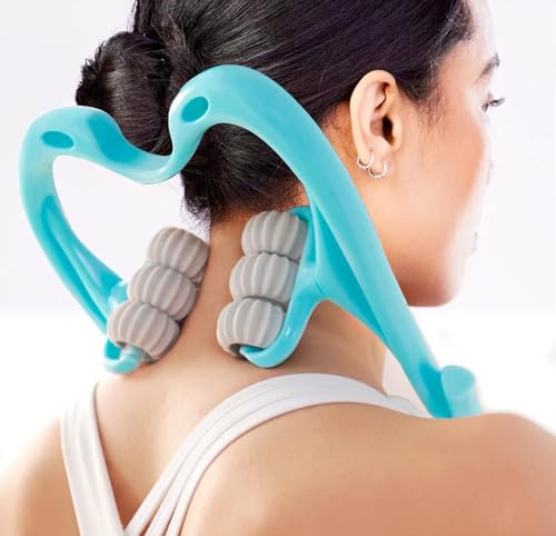 Handheld Massager with 6 Balls - Premium Deep Tissue Relief for Neck, Back, Shoulders and Legs (Blue)