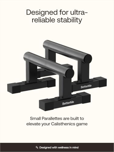 BetterMe Push Up Bars - Steel Small Parallettes for Calisthenics and Strength Training - Non Slip Pushup Bars with Neutral Wrist Support - Portable Push Up Stands for Men