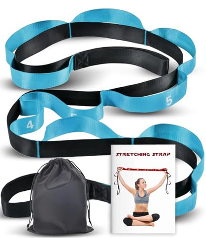 Stretching Strap with Loops for Physical Therapy,Yoga Strap for Stretching,Home Workout,Pilate & Flexibility Training,Non-Elastic Exercise Stretch Band for Hamstring,Leg Stretcher Belt,Flexibility Fascia