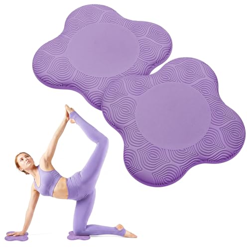 Yoga Knee Pads Set of 2 – Extra Soft Non-Slip Yoga Knee Pad Cushion for Knees Elbows Wrists – Pilates & Workout Knee Pads for Floor Exercises, Kneeling, Stretching, Fitness, Purple
