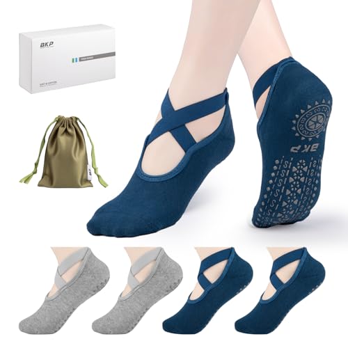 BKP Yoga Socks for Women,Pilates Socks Non Slip Grip Socks Suitable for Ballet,Plasticity,Dance,Home,Training