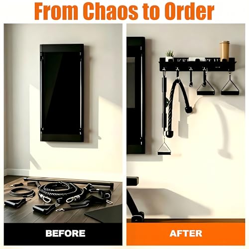 Tonal Accessories Shelf, 17" Heavy Duty Steel Wall Mounted Floating Storage Rack with T-Bracket Lock Hangers, Compatible with Various Home Gym Accessories, Black