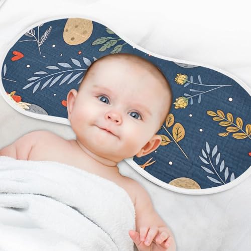 Roosters Dark Blue Muslin Burp Cloths 1 Pack - Extra Large 22"x11", 4-Layer Soft Absorbent Cotton, Waterproof Backing, Baby Drool Rags for Newborn