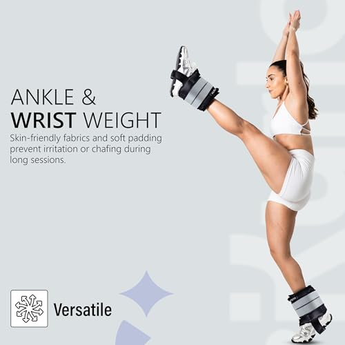 Ankle & Wrist Weights – 8/16/20/30 lbs Pair (4–15lbs - Each) | Dual Adjustable Secure Strap System | Patented Design | Ideal for Home Workouts, Pilates, Yoga, Glute Training - size: 08 lbs each (16 lbs pair)