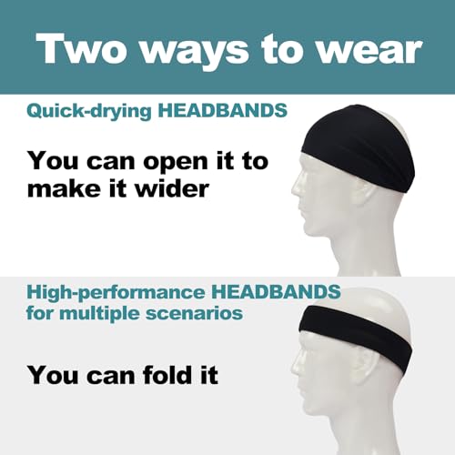 Running Headbands for Men (4 or 6 Pack), Mens Stretchy Headband for Football,Cycling,Basketball,Yoga,Fitness Workout Unisex Quick-Dry Sweatband