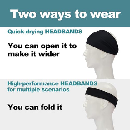 Running Headbands for Men (4 or 6 Pack), Mens Stretchy Headband for Football,Cycling,Basketball,Yoga,Fitness Workout Unisex Quick-Dry Sweatband