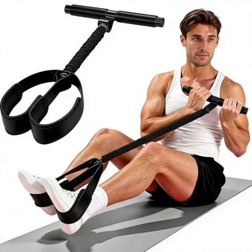 Pedal Resistance Band, Portable Tummy Trimmer Exercise Equipment for Home Gym, Full Body Core Workout Trainer for Abs, Arms, Legs, Back, Glutes – Ideal for Men, Women & Postpartum Recovery - color: Black