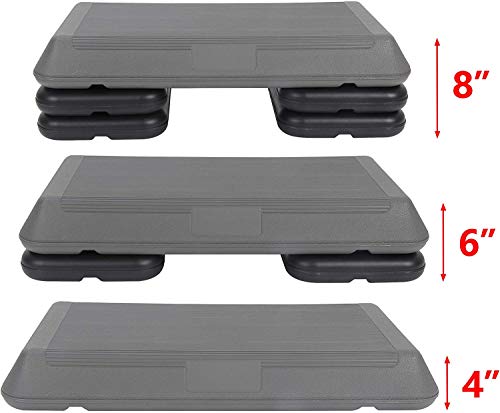 Sport Aerobic Step Platforms Workout Stepper Trainer Exercise Stepper with Nonslip Adjustable Risers for Fitness, Core, Strength, Stability, and Resistance Training