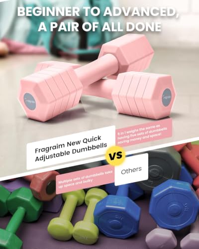 Adjustable Dumbbell Set, 4-in-1 Hand Weights, 5/6 LB Pair for Women Men - color: Pink, style: 12 lbs Pair [6 lbs Each]