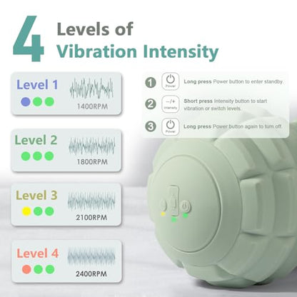 Silicone Vibrating Peanut Massage Ball Roller, Green | Water Resistant , Electric Double Lacrosse Massage Ball, 4 Intensities, For Muscle Tightness Deep Tissue, For Foot Back Hip