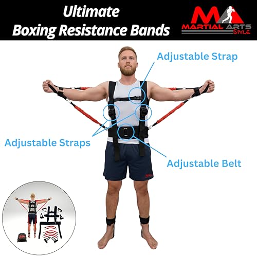 Ultimate Full Body Boxing Resistance Bands Vest for MMA Martial Arts Training at Home for Punches/Kicks, 230lbs Exercise Bands Fitness Workout to Enhance Explosive Power/Speed/Agility