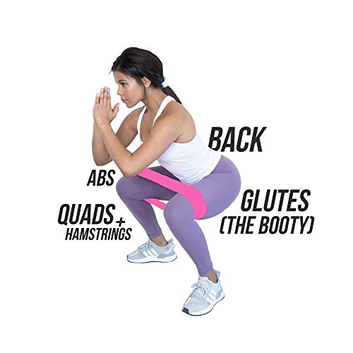 5 Pack Non Slip Resistance Booty Bands with Travel Carry Bag, Barre Exercise FlexBands for Legs and Butt, Home Workout Fitness, Squats, Stretching, Gym, Yoga, Physical Therapy, Pilates for Women