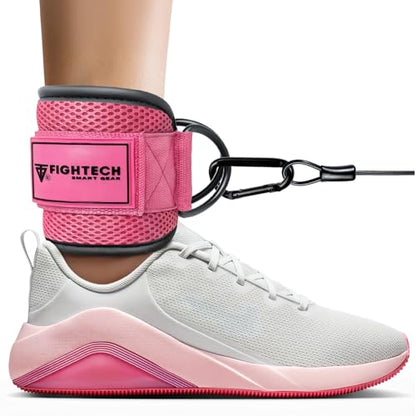 FIGHTECH Ankle Straps Cable Machine Attachment for Gym - Cable Kickback Ankle Straps - Padded Ankle Cuffs for Glute Kickbacks and Leg Workouts - color: Classic Pink