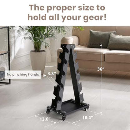 LIONSCOOL Premium Solid Steel Dumbbell Rack Stand Only, A-Frame Portable Weight Storage Organizer with Optional Tray and Wheels, Perfect for Home Gym Fitness Storage (200LBS/300LBS/700LBS Weight Capacity Available)