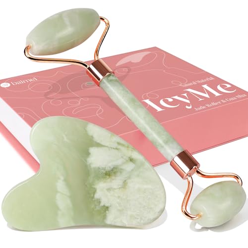 BAIMEI IcyMe Jade Roller & Gua Sha Set Face Roller and Gua Sha Facial Tools for Skin Care Routine and Puffiness, Self Care Gift for Men Women - Light Green - color: Light Green