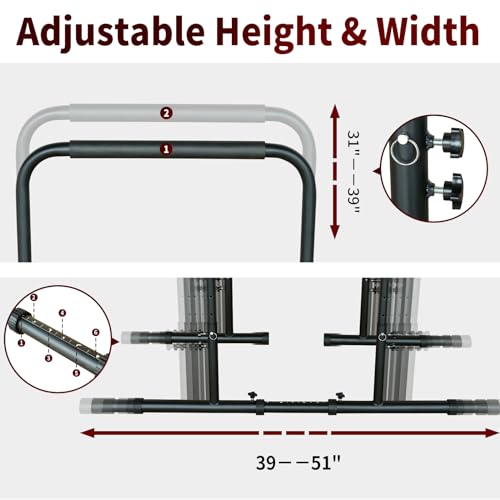 Dip Station Functional Adjustable Heavy Duty Dip Stands Fitness Workout Dip bar Station Stabilizer Parallette Push Up Stand Multi-Function Fitness Training Equipment
