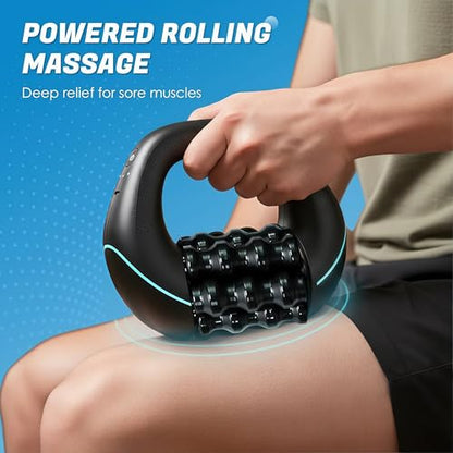 Electric Handheld Rolling Massager - Percussive Massager, Targeting Knots with Precision Deeply Relieve Muscle Soreness, Improve Blood Circulation, 3-Speed Spin for Back, Shoulders, Legs. (Black)